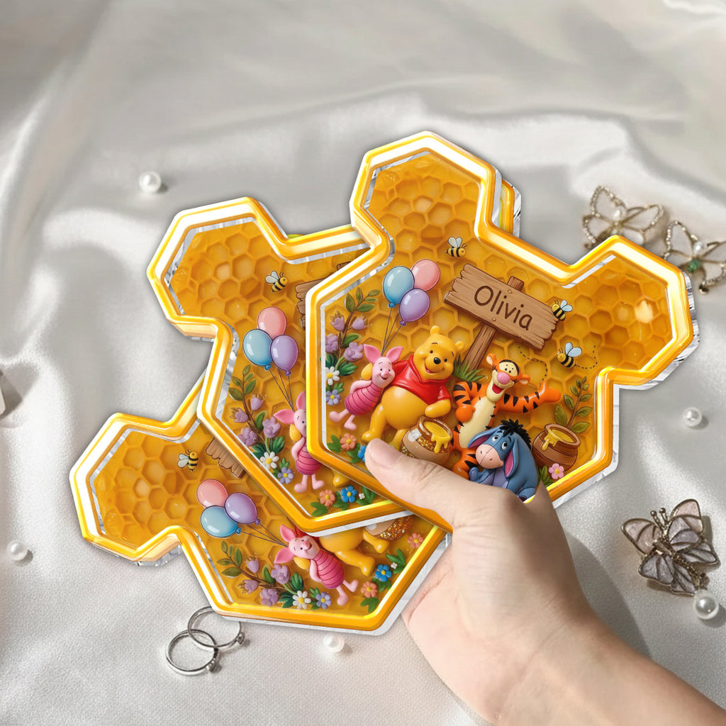 Personalized Yellow Bear Catch-All Tray for Kids - Acrylic Gift Catch-All Tray GradoCreations