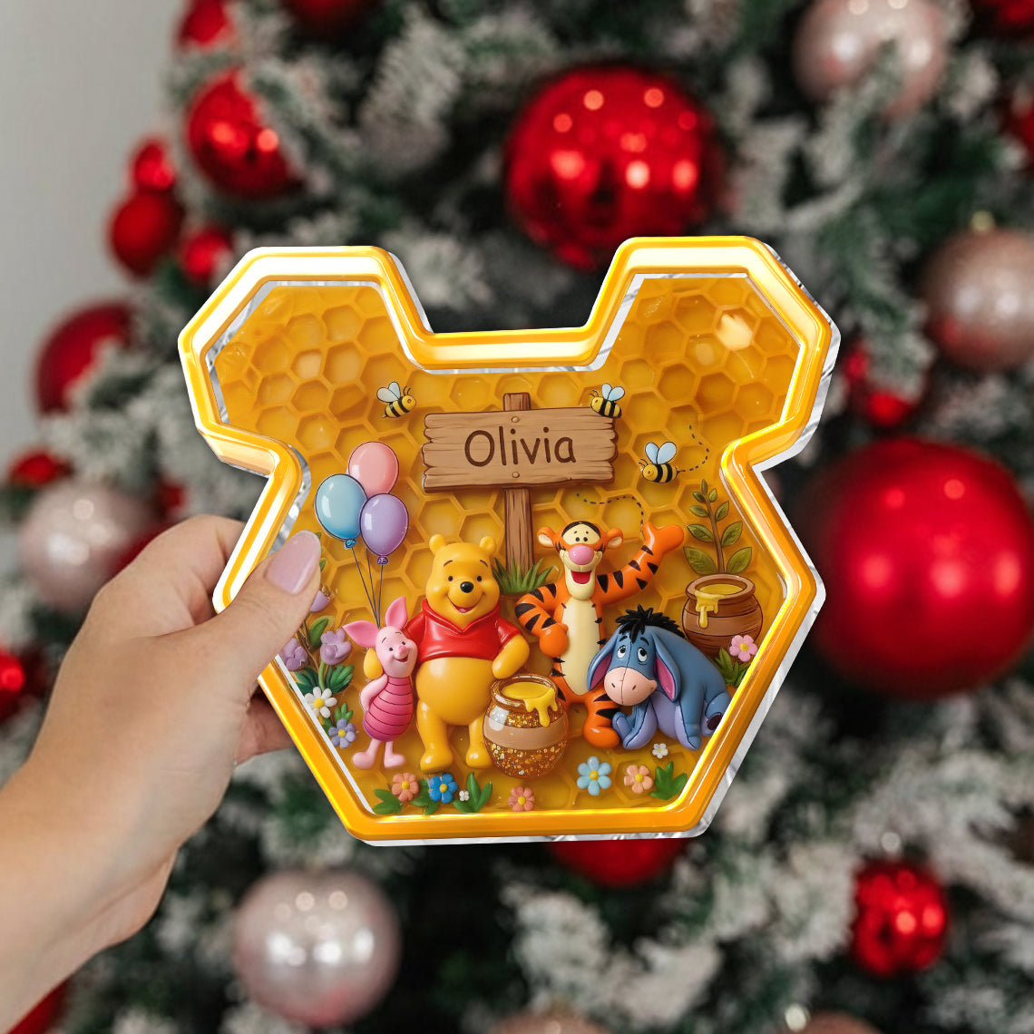 Personalized Yellow Bear Catch-All Tray for Kids - Acrylic Gift Catch-All Tray GradoCreations