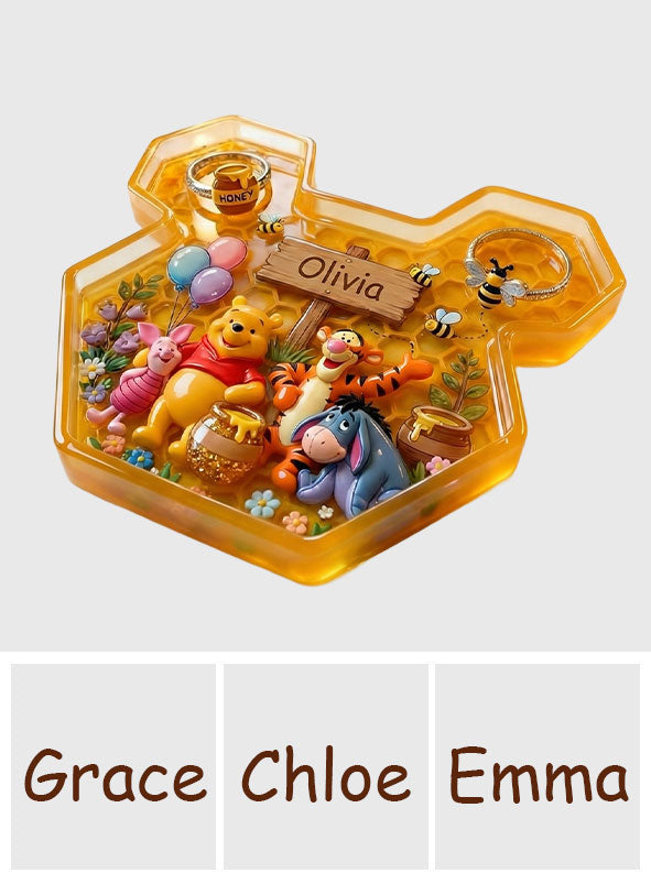 Personalized Yellow Bear Catch-All Tray for Kids - Acrylic Gift Catch-All Tray GradoCreations