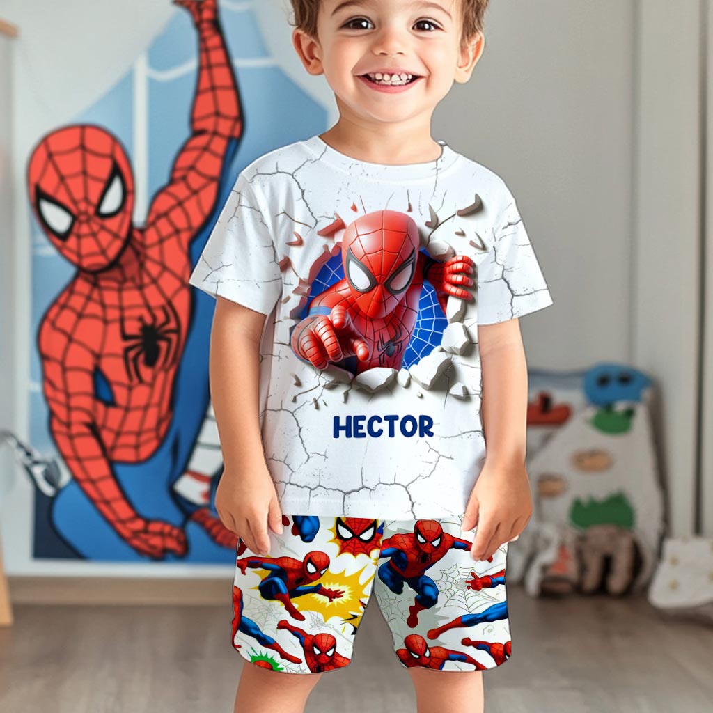 Personalized Spider-Man Kid T-Shirt & Shorts Set for Boys Kid T-shirt & Shorts GradoCreations