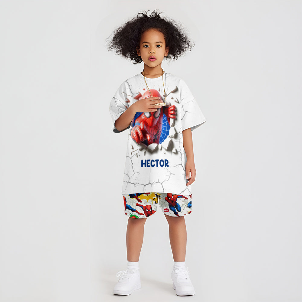 Personalized Spider-Man Kid T-Shirt & Shorts Set for Boys Kid T-shirt & Shorts GradoCreations