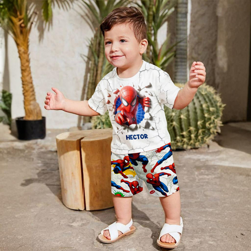 Personalized Spider-Man Kid T-Shirt & Shorts Set for Boys Kid T-shirt & Shorts GradoCreations