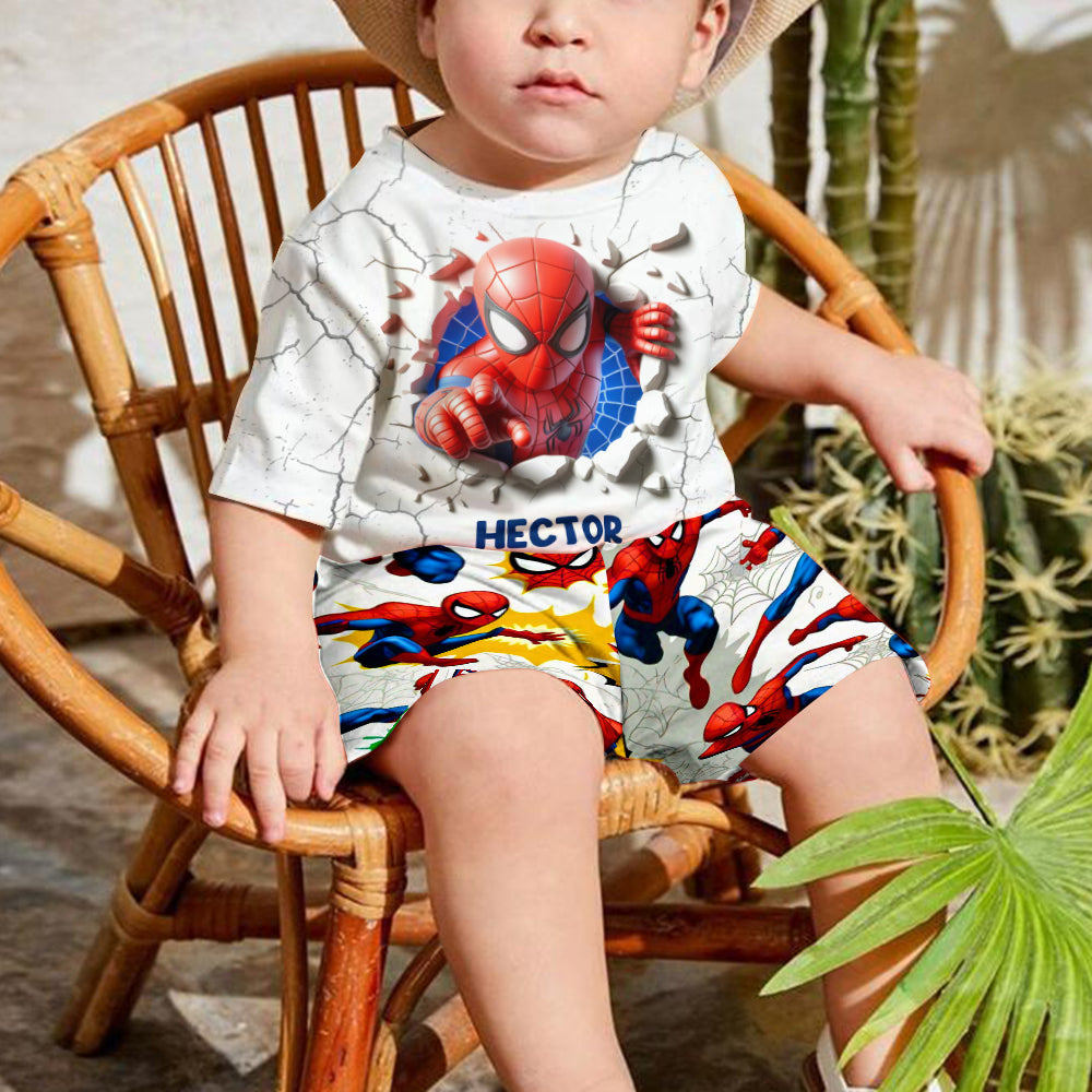 Personalized Spider-Man Kid T-Shirt & Shorts Set for Boys Kid T-shirt & Shorts GradoCreations