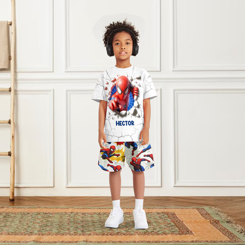 Personalized Spider-Man Kid T-Shirt & Shorts Set for Boys Kid T-shirt & Shorts GradoCreations