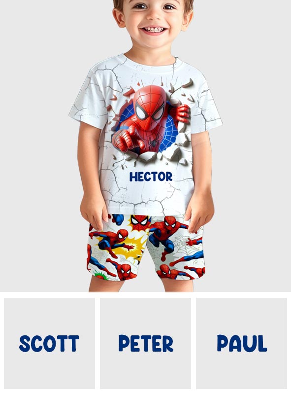Personalized Spider-Man Kid T-Shirt & Shorts Set for Boys Kid T-shirt & Shorts GradoCreations