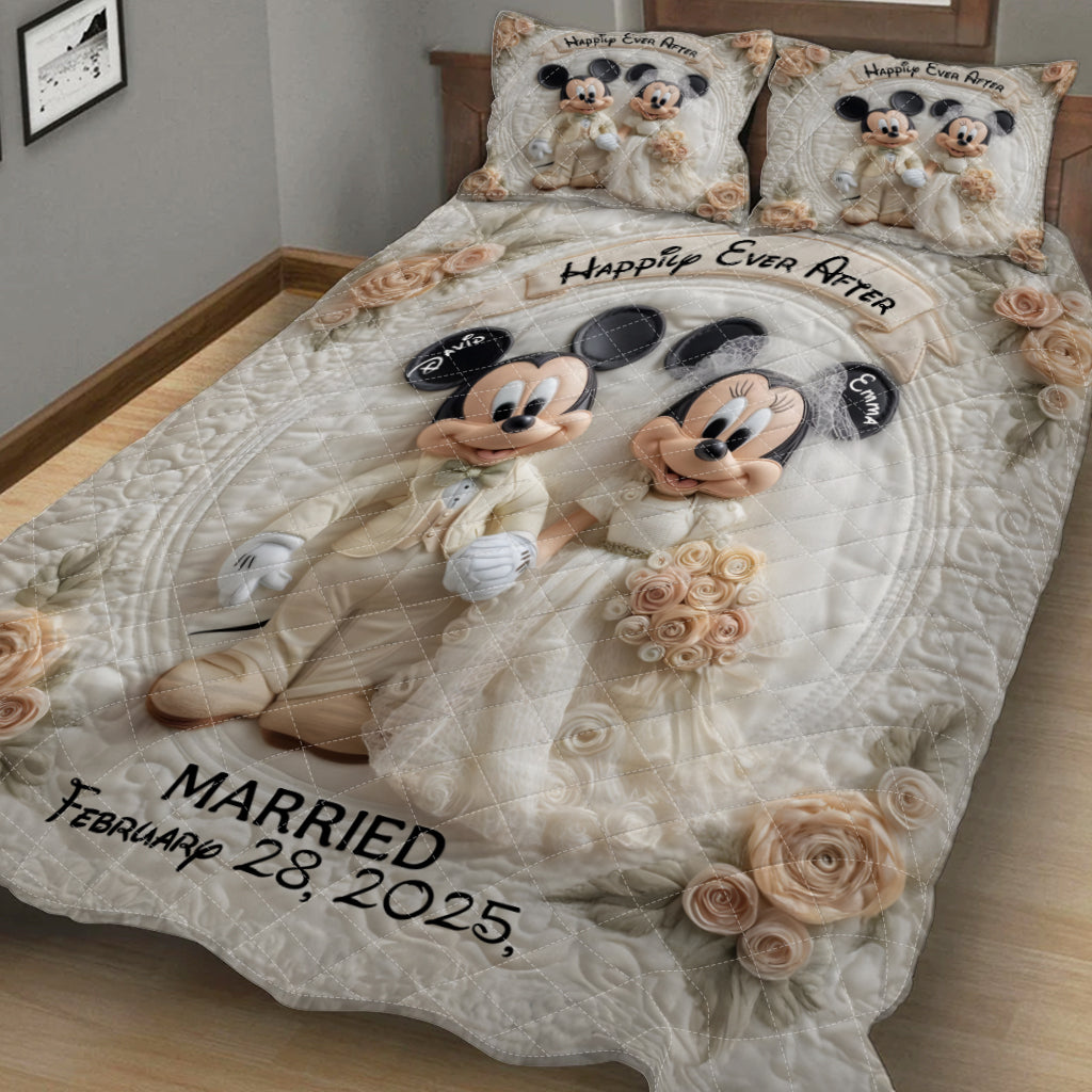 Personalized Happily Ever After Mouse Quilt Set for Couples Quilt Set GradoCreations