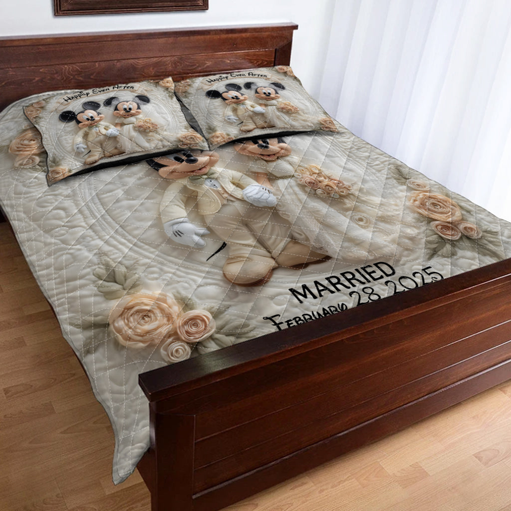 Personalized Happily Ever After Mouse Quilt Set for Couples Quilt Set GradoCreations