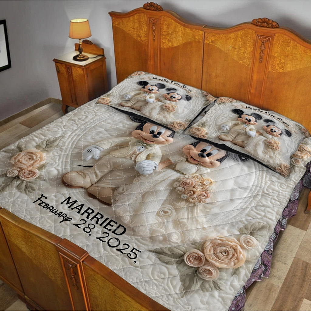 Personalized Happily Ever After Mouse Quilt Set for Couples Quilt Set GradoCreations