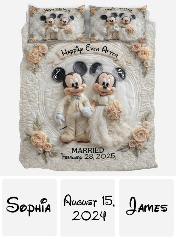 Personalized Happily Ever After Mouse Quilt Set for Couples Quilt Set GradoCreations