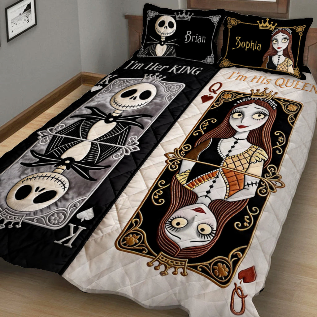 Personalized Nightmare Quilt Set His Queen Her King Bedspread Quilt Set GradoCreations