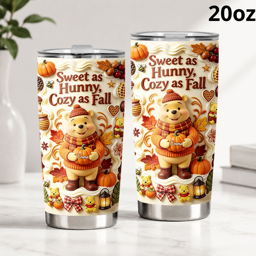 Personalized Yellow Bear Tumbler Cozy Fall Gift for Mom Tumbler GradoCreations