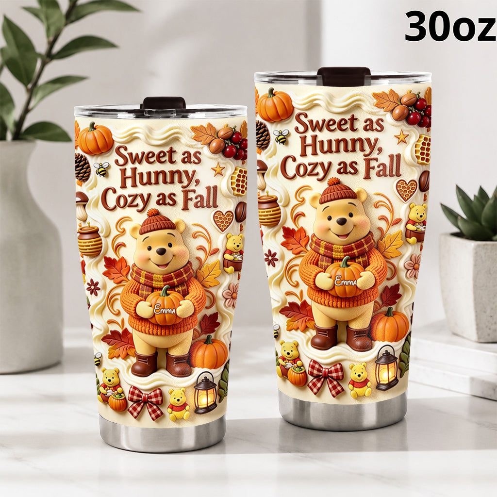 Personalized Yellow Bear Tumbler Cozy Fall Gift for Mom Tumbler GradoCreations