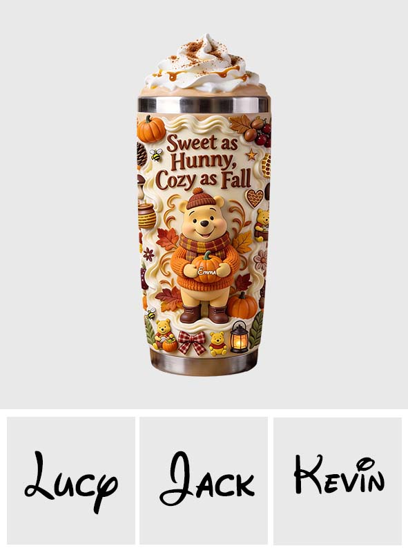 Personalized Yellow Bear Tumbler Cozy Fall Gift for Mom Tumbler GradoCreations
