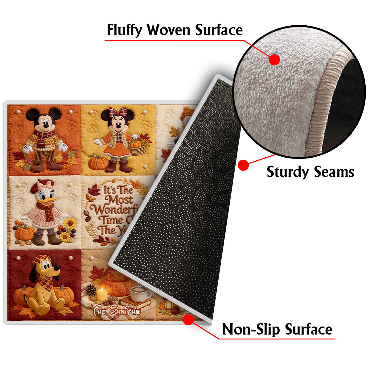 Personalized Non-Slip Tufted Rug Custom Family Name Fall Decor Non-Slip Tufted Rug GradoCreations