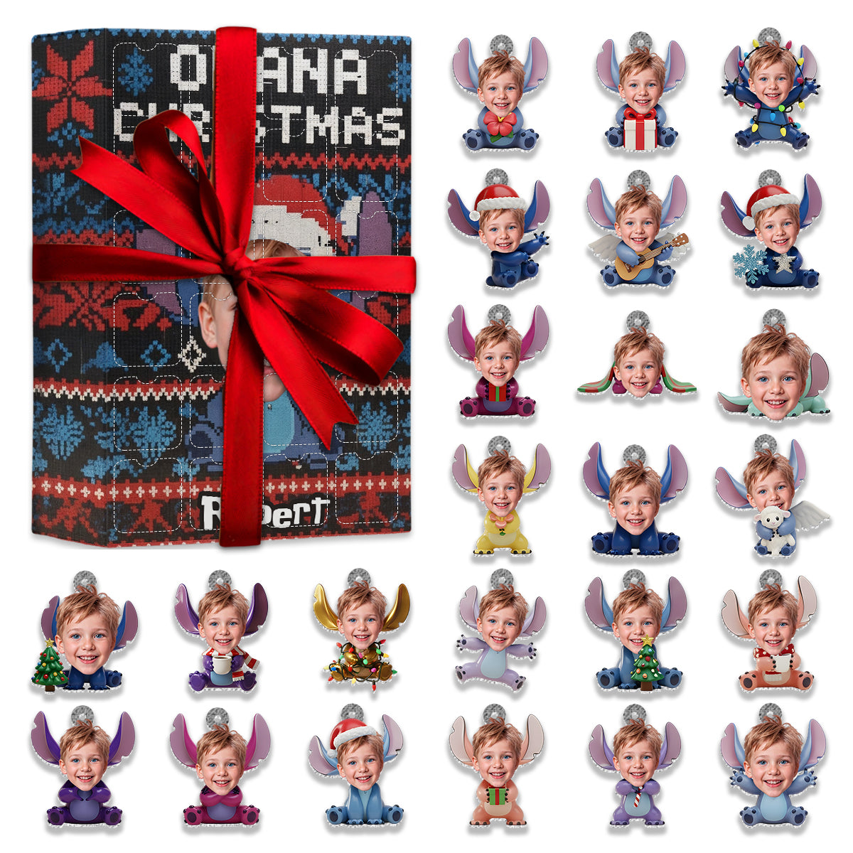 Personalized Ohana Advent Calendar with Ornaments for Kids Family Christmas Gift Advent Calendar With Ornaments GradoCreations