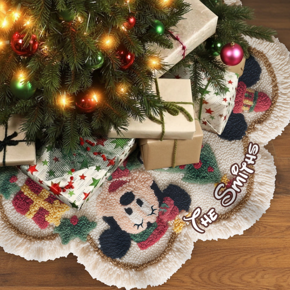 Personalized Mouse Shaped Tree Skirt Custom Name Holiday Decor Shaped Tree Skirt GradoCreations