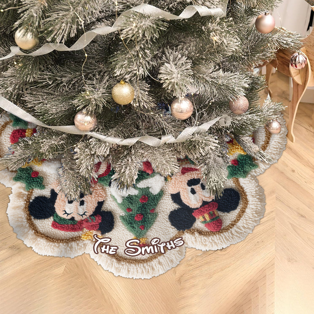 Personalized Mouse Shaped Tree Skirt Custom Name Holiday Decor Shaped Tree Skirt GradoCreations