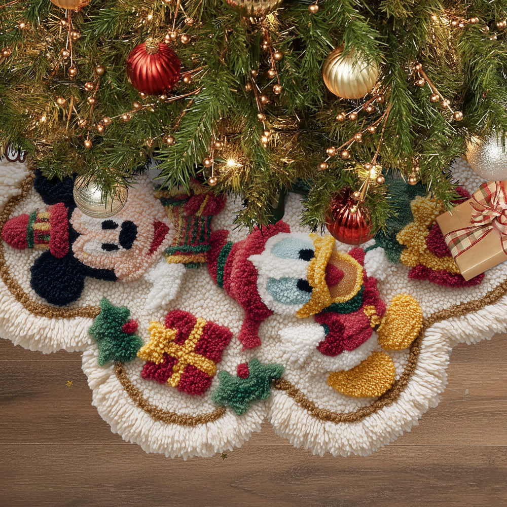 Personalized Mouse Shaped Tree Skirt Custom Name Holiday Decor Shaped Tree Skirt GradoCreations