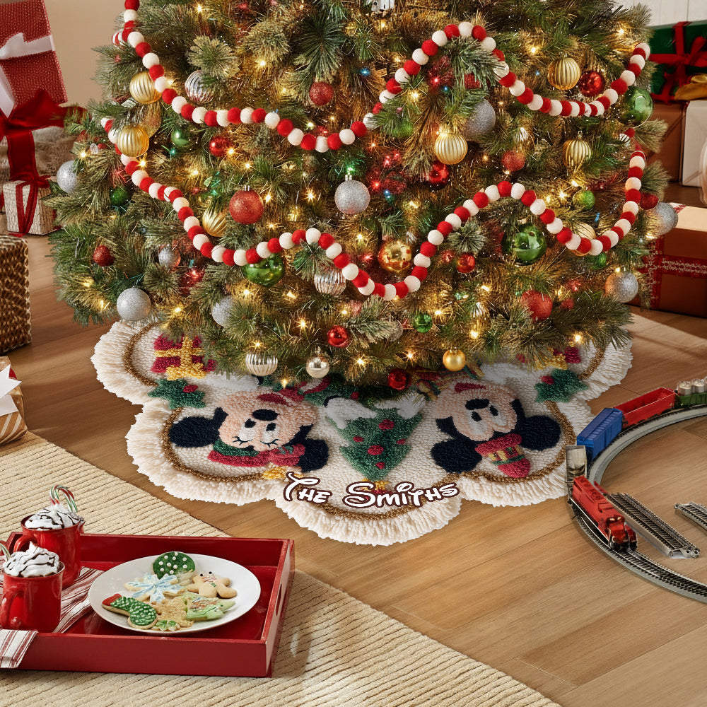 Personalized Mouse Shaped Tree Skirt Custom Name Holiday Decor Shaped Tree Skirt GradoCreations