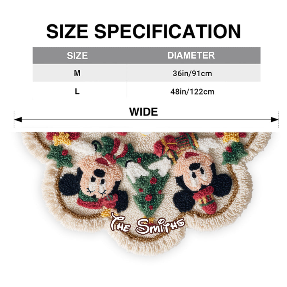 Personalized Mouse Shaped Tree Skirt Custom Name Holiday Decor Shaped Tree Skirt GradoCreations