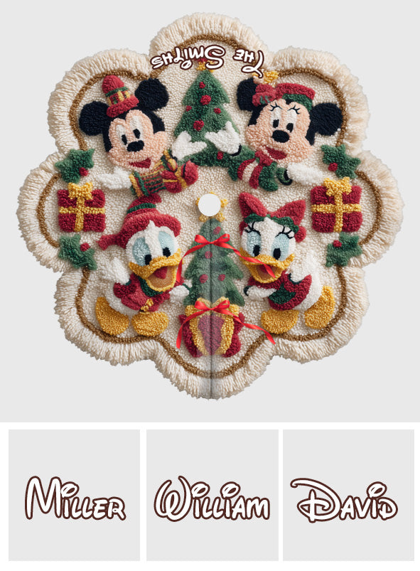 Personalized Mouse Shaped Tree Skirt Custom Name Holiday Decor Shaped Tree Skirt GradoCreations