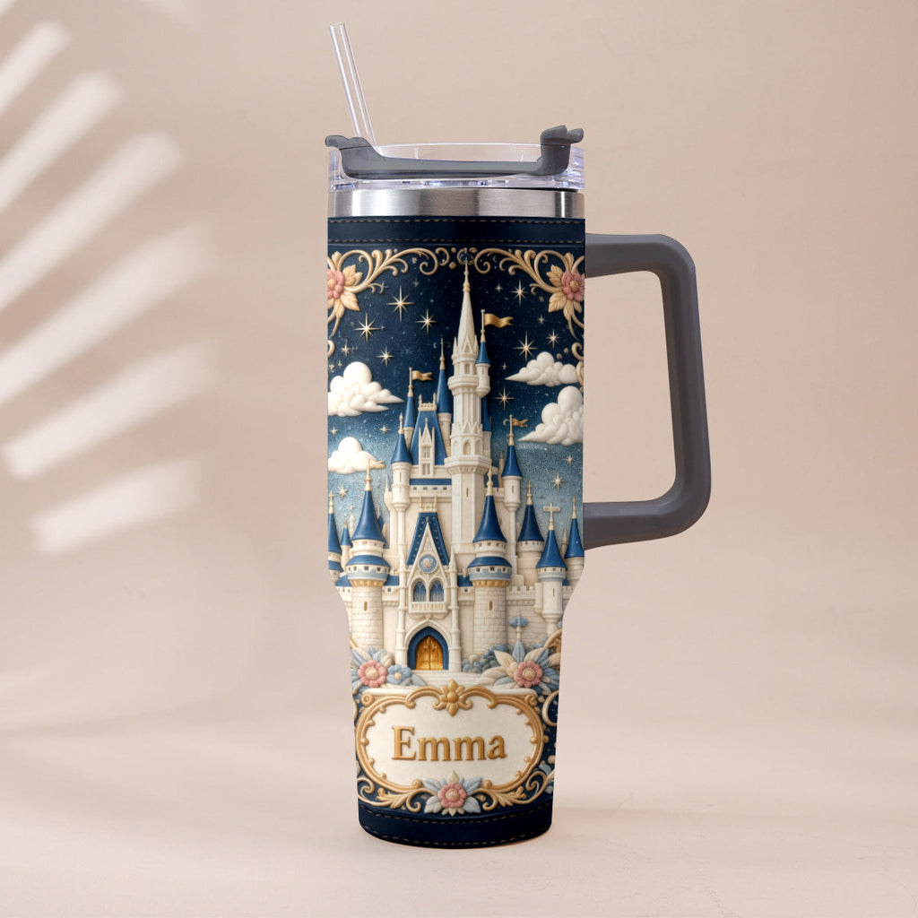 Personalized Dream Trip Tumbler With Handle Custom Name Gift Tumbler With Handle GradoCreations