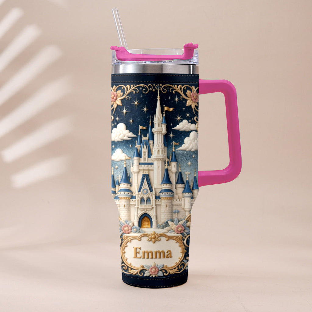 Personalized Dream Trip Tumbler With Handle Custom Name Gift Tumbler With Handle GradoCreations