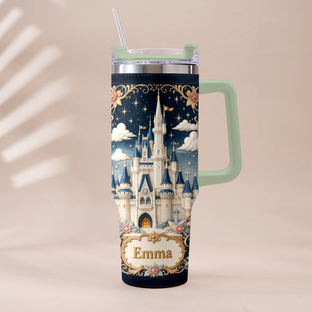 Personalized Dream Trip Tumbler With Handle Custom Name Gift Tumbler With Handle GradoCreations