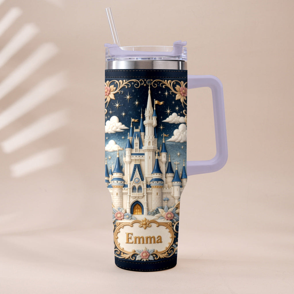 Personalized Dream Trip Tumbler With Handle Custom Name Gift Tumbler With Handle GradoCreations