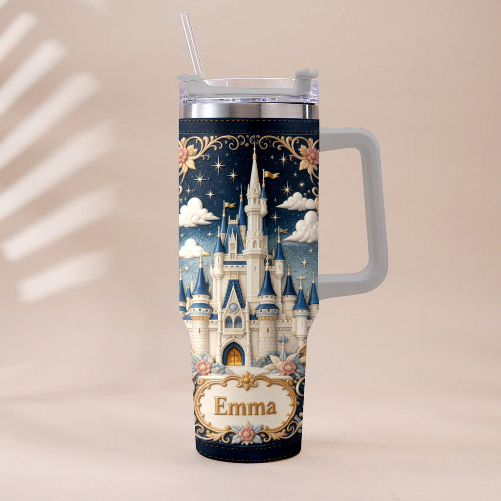 Personalized Dream Trip Tumbler With Handle Custom Name Gift Tumbler With Handle GradoCreations