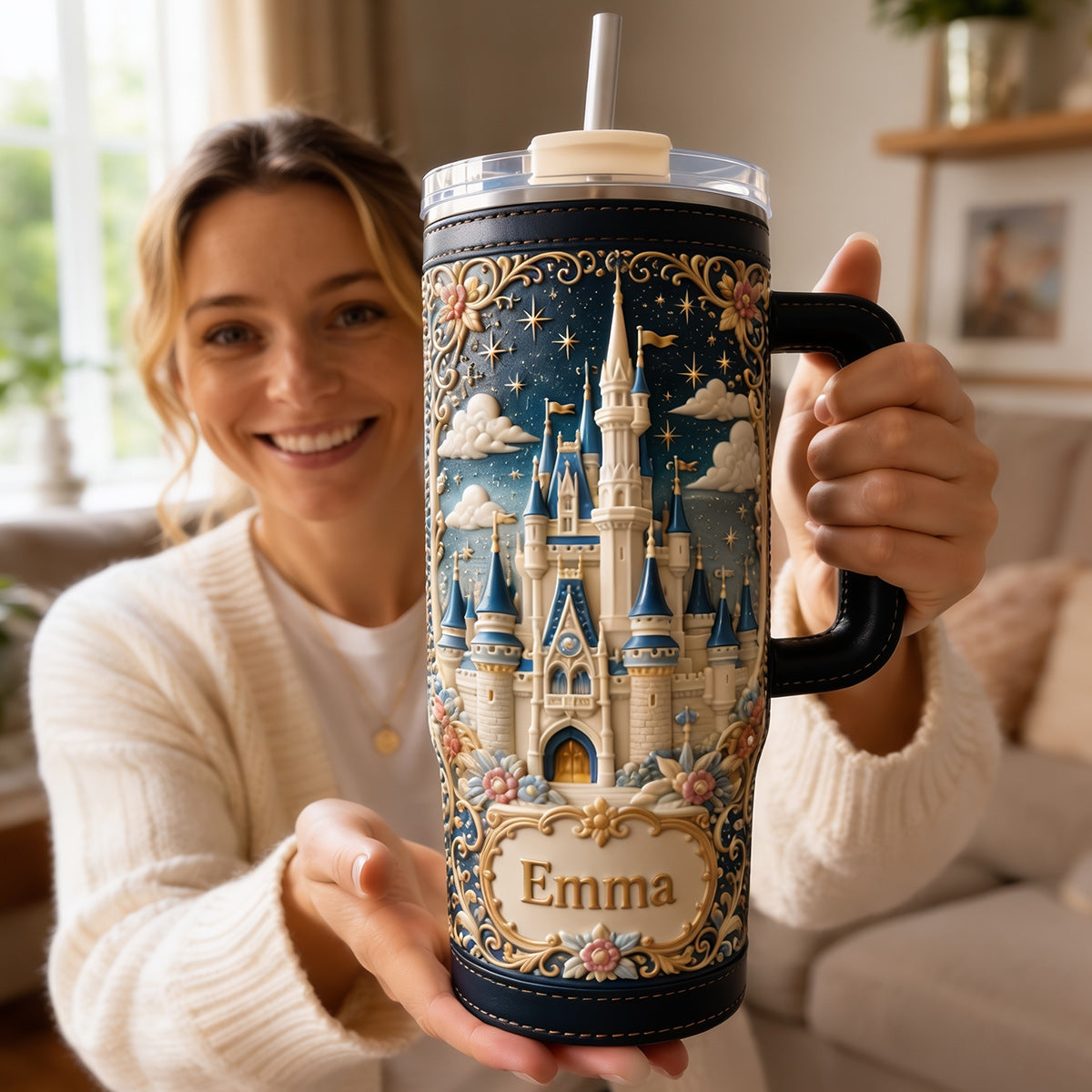 Personalized Dream Trip Tumbler With Handle Custom Name Gift Tumbler With Handle GradoCreations