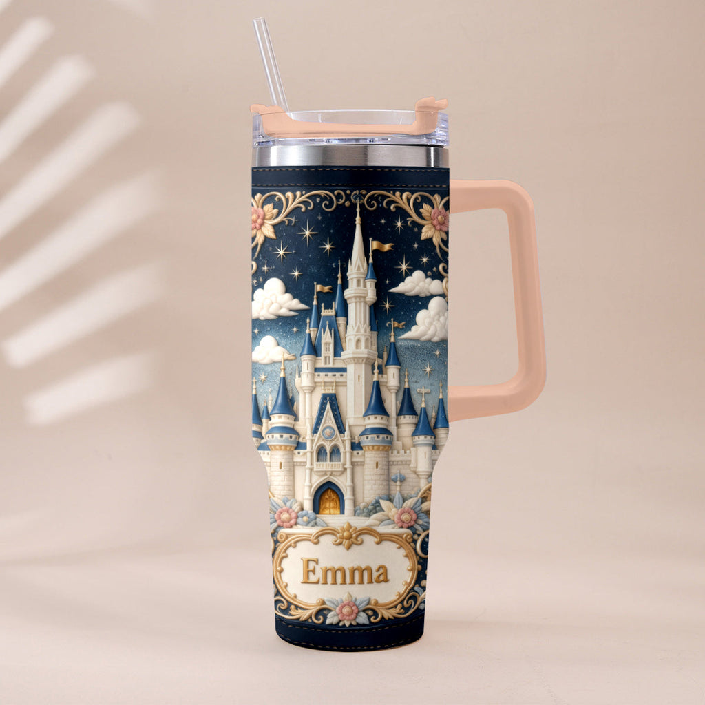 Personalized Dream Trip Tumbler With Handle Custom Name Gift Tumbler With Handle GradoCreations