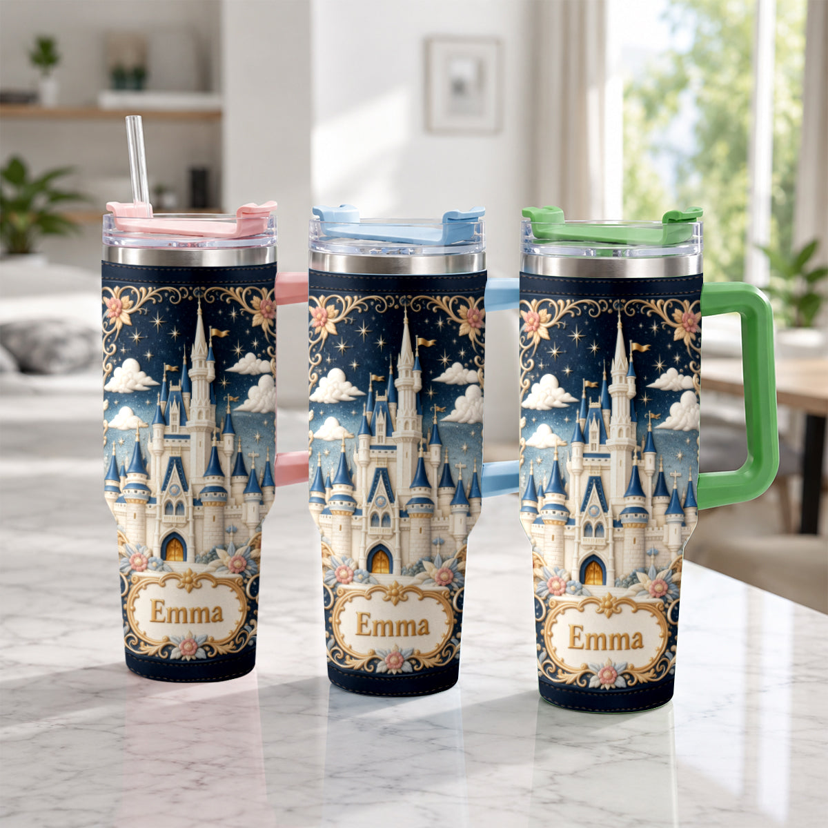 Personalized Dream Trip Tumbler With Handle Custom Name Gift Tumbler With Handle GradoCreations