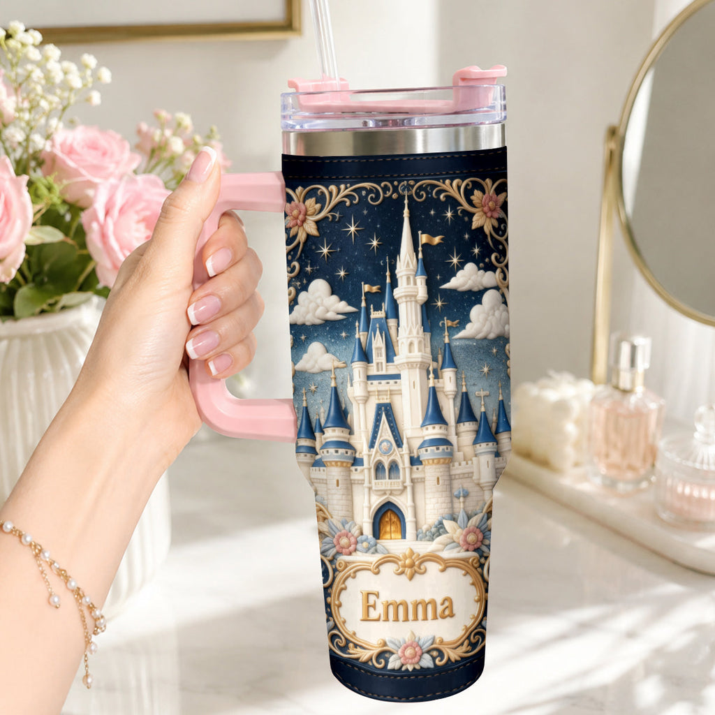 Personalized Dream Trip Tumbler With Handle Custom Name Gift Tumbler With Handle GradoCreations