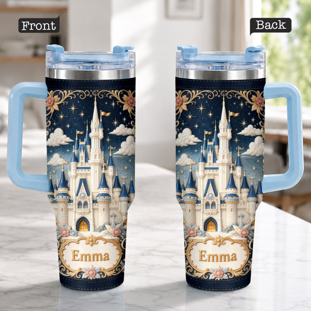 Personalized Dream Trip Tumbler With Handle Custom Name Gift Tumbler With Handle GradoCreations