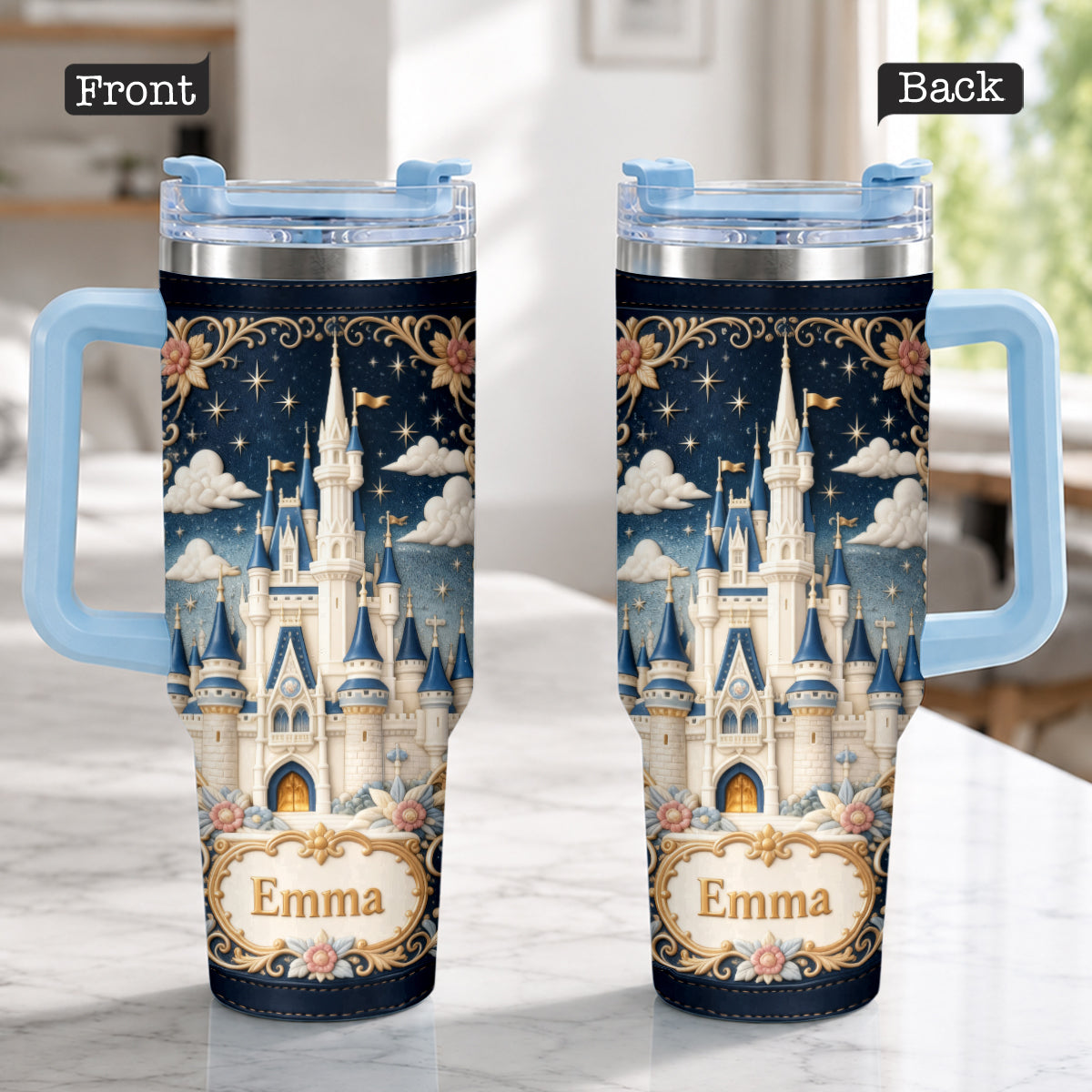 Personalized Dream Trip Tumbler With Handle Custom Name Gift Tumbler With Handle GradoCreations