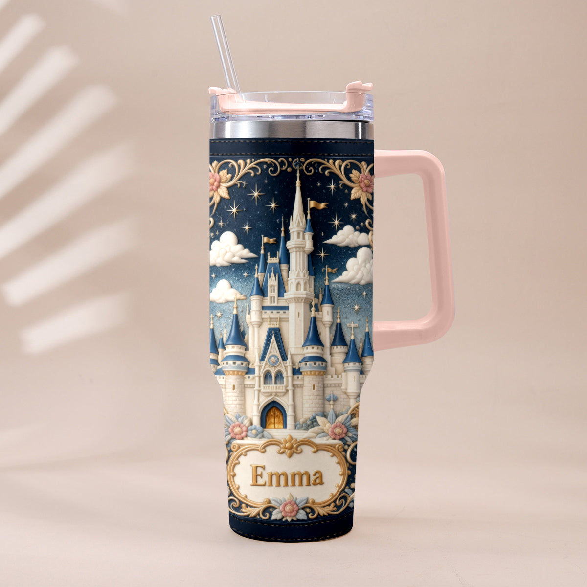 Personalized Dream Trip Tumbler With Handle Custom Name Gift Tumbler With Handle GradoCreations