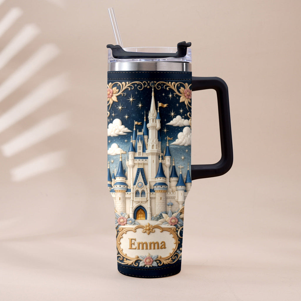 Personalized Dream Trip Tumbler With Handle Custom Name Gift Tumbler With Handle GradoCreations