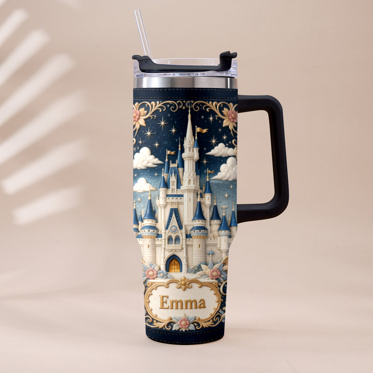 Personalized Dream Trip Tumbler With Handle Custom Name Gift Tumbler With Handle GradoCreations