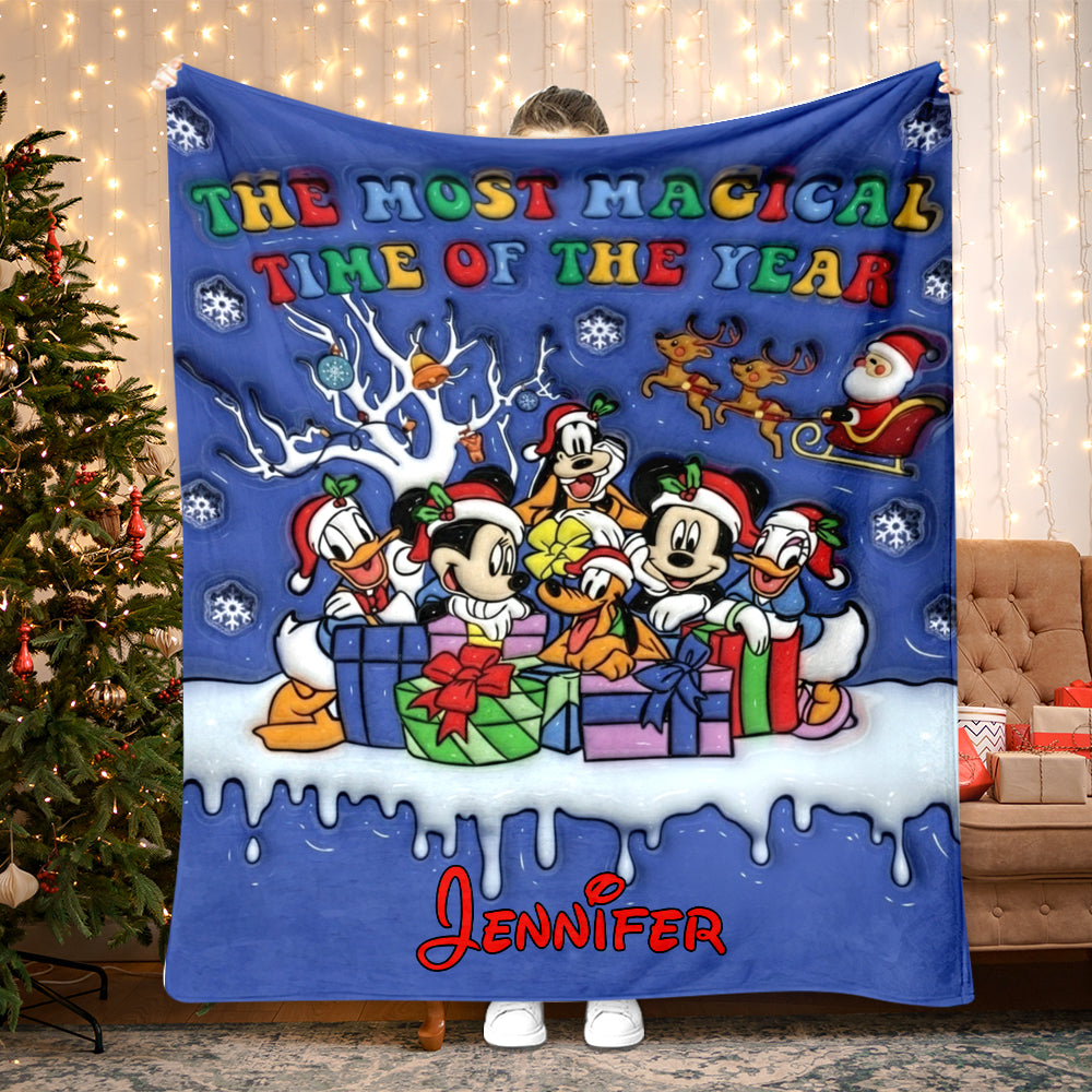 Personalized Flannel Mouse Blanket Custom Name Holiday Gift Blanket GradoCreations