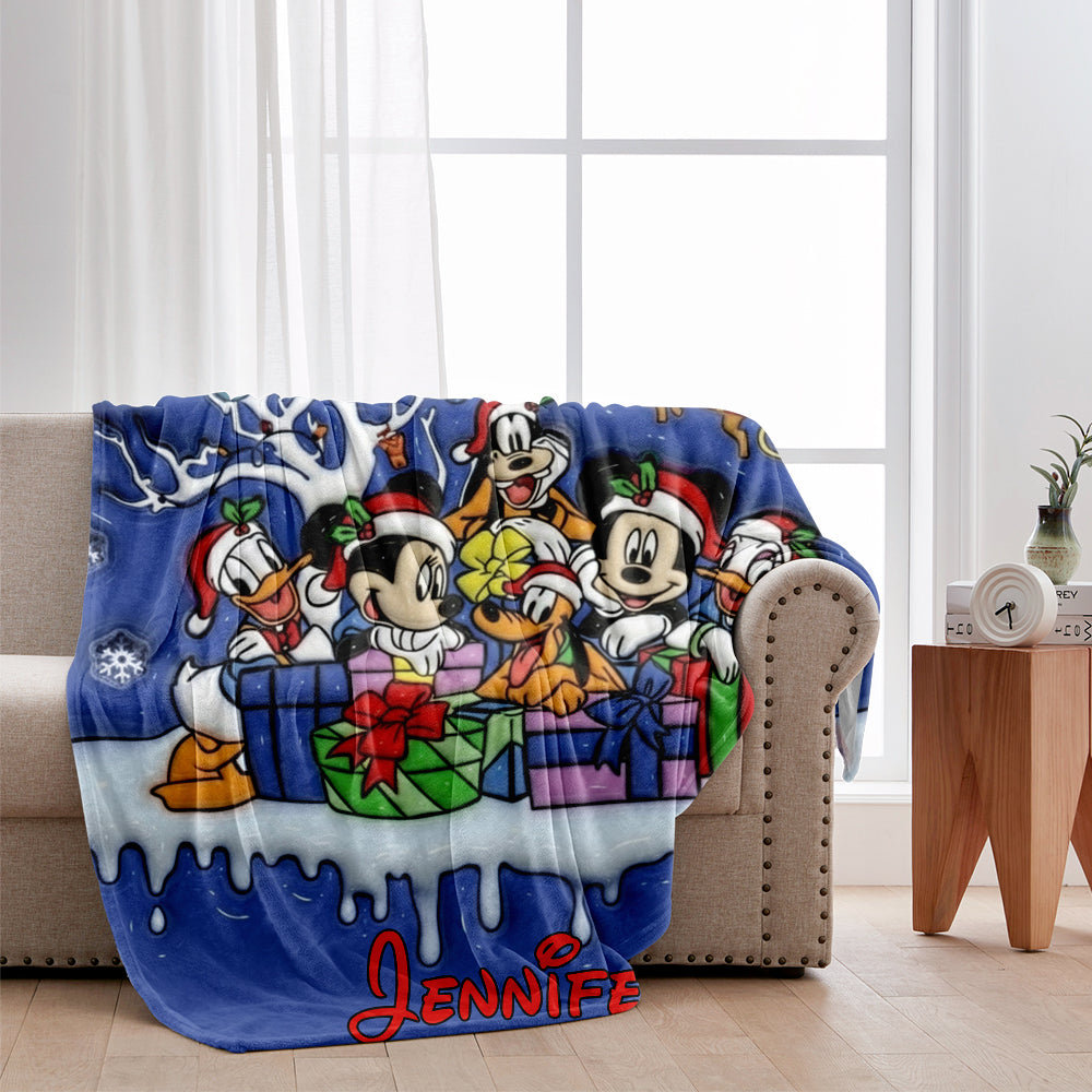 Personalized Flannel Mouse Blanket Custom Name Holiday Gift Blanket GradoCreations