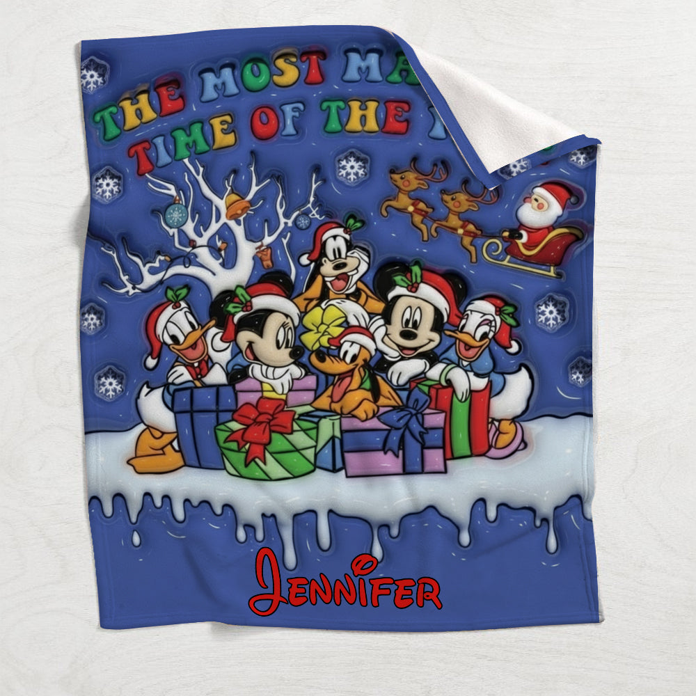 Personalized Flannel Mouse Blanket Custom Name Holiday Gift Blanket GradoCreations