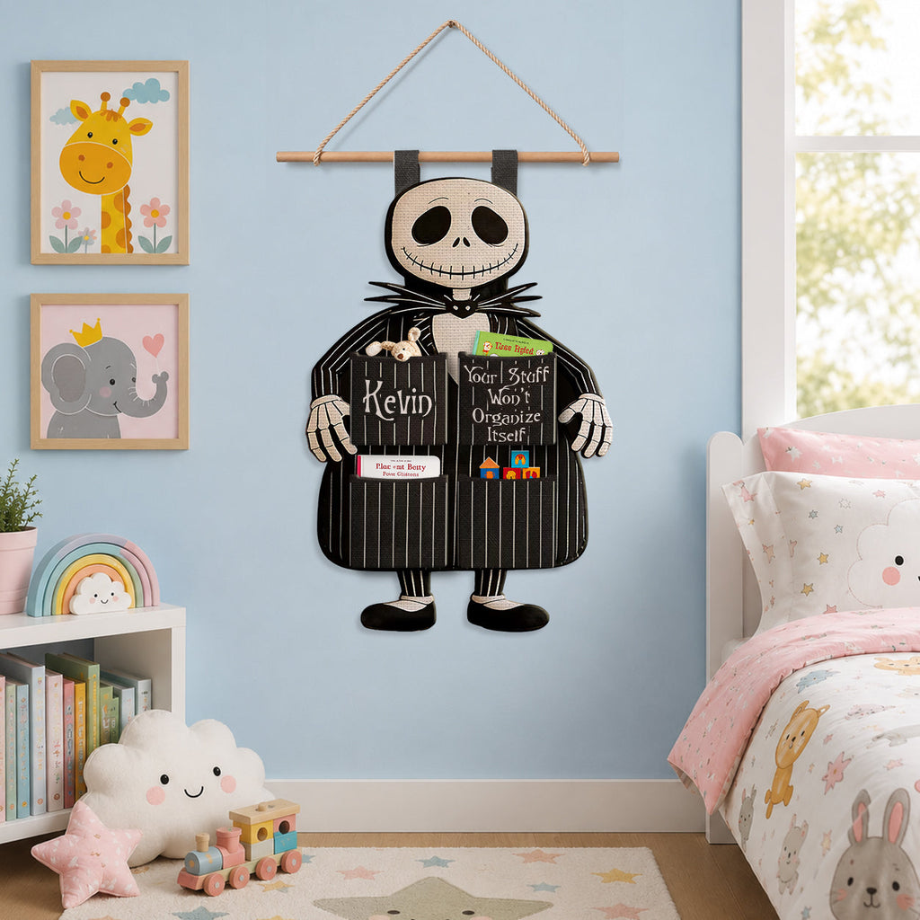 Personalized Nightmare Hanging Organizer with 4 Pockets for Couples Hanging Organizer GradoCreations