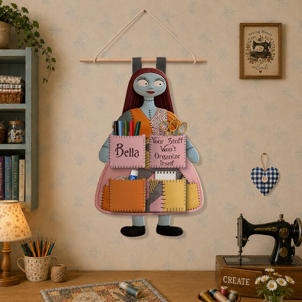 Personalized Nightmare Hanging Organizer with 4 Pockets for Couples Hanging Organizer GradoCreations