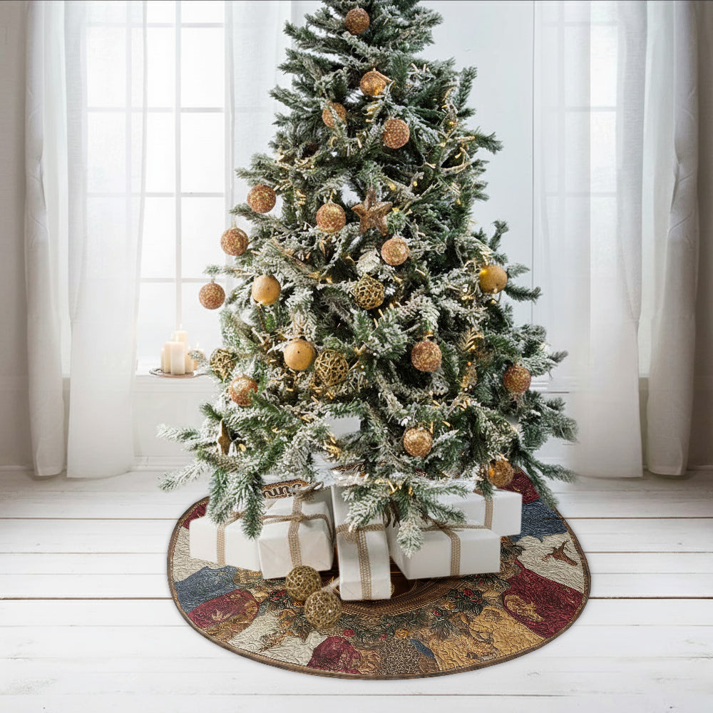 Personalized Christmas Tree Skirt for Couples Unique Design Shaped Tree Skirt GradoCreations