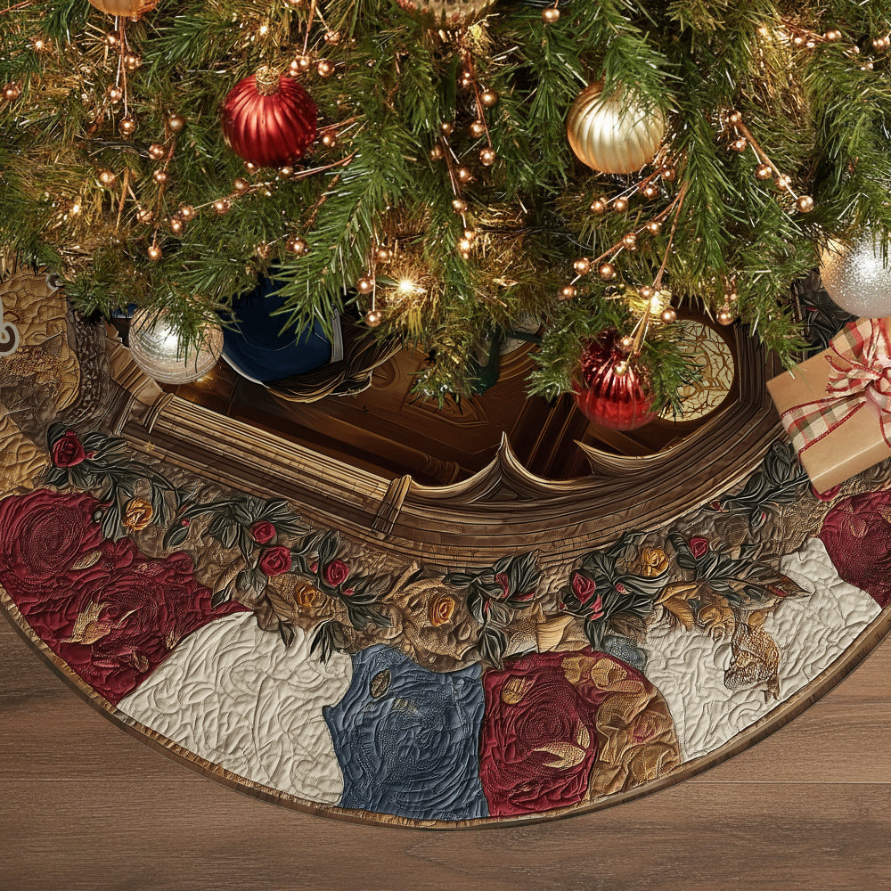 Personalized Christmas Tree Skirt for Couples Unique Design Shaped Tree Skirt GradoCreations
