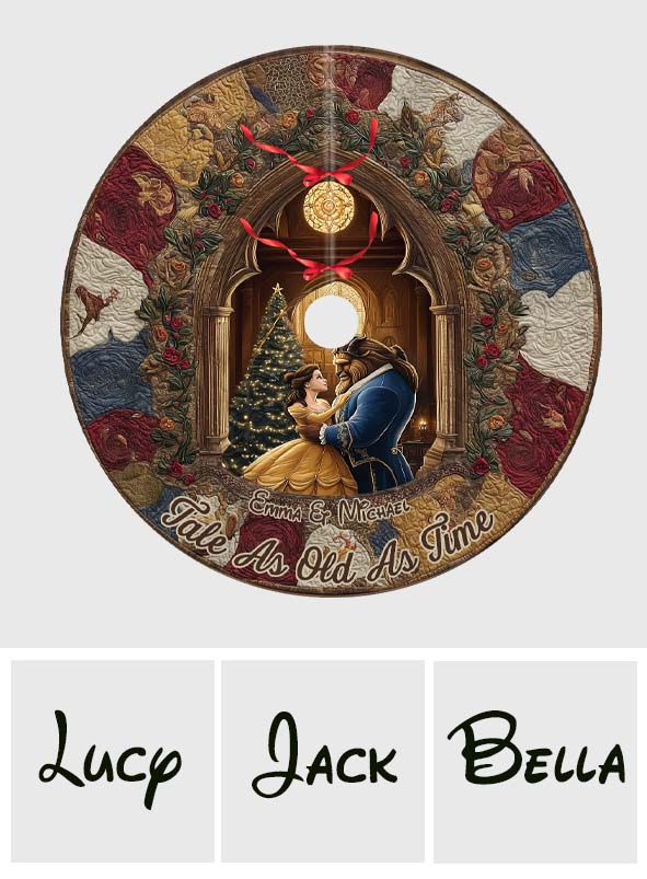 Personalized Christmas Tree Skirt for Couples Unique Design Shaped Tree Skirt GradoCreations