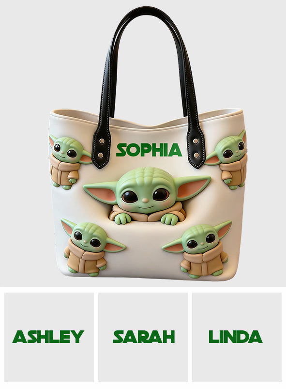Personalized Baby Yoda Tote Bag Custom Name Gift for Kids Tote Bag GradoCreations