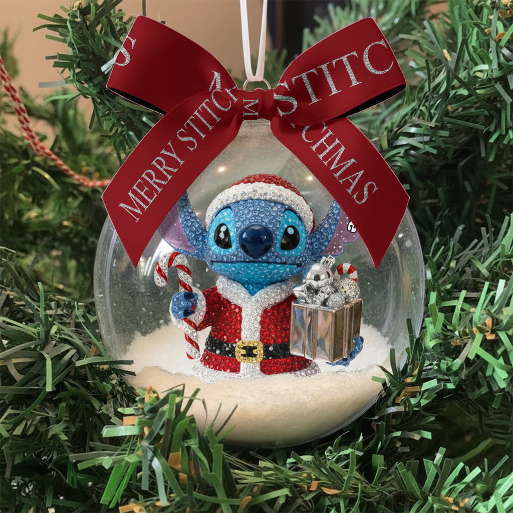 Personalized Snow Globe Ornament with Bow | Custom Holiday Gift Snow Globe Ornament With Bow GradoCreations