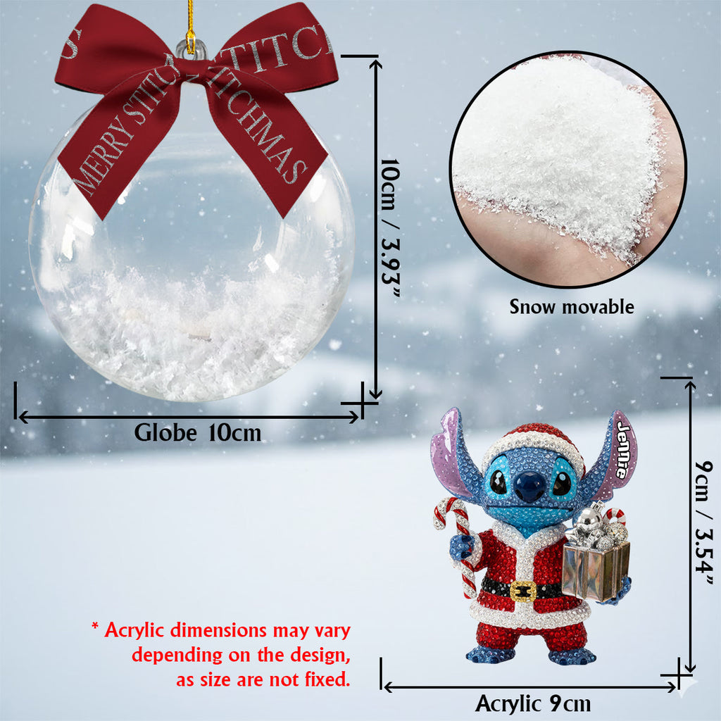 Personalized Snow Globe Ornament with Bow | Custom Holiday Gift Snow Globe Ornament With Bow GradoCreations